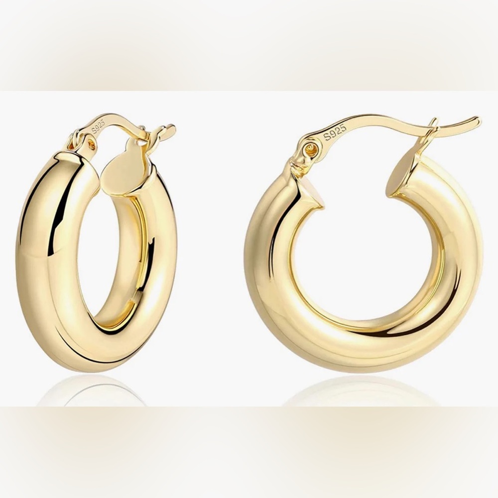 NEW 18k gold-plated chunky hoop earrings